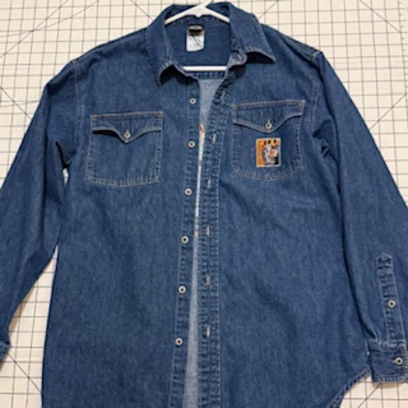 Y2K UNI-SEX HARLEY DAVIDSON LONG SLEEVE JEAN SHIRT SZ SM - Picture 3 of 12